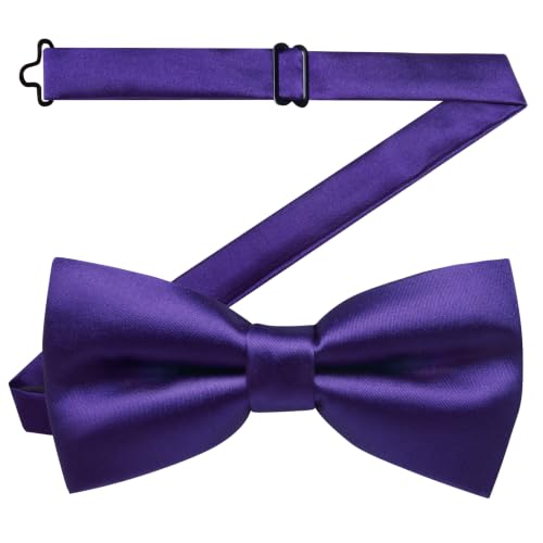 Image of Bow Ties for Men Pretied Bowties Solid Color Satin Bow Tie Formal Business Tuxedo Wedding Party Prom