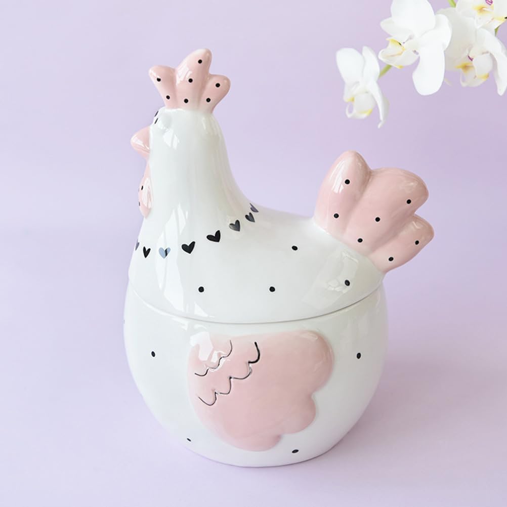 Alipis Ceramic Cookie Jar Rooster Cookie Jar Chicken Shaped Egg Storage Basket Hen Egg Holder Tea Canister Farmhouse Kitchen Organizer