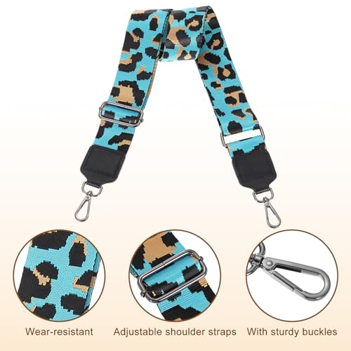 Image of uxcell Wide Shoulder Strap, 5cm Adjustable Purse Strap Replacement Crossbody Strap for Shoulder Bag Handbag, Sky Blue, Black Square Mouth Buckle