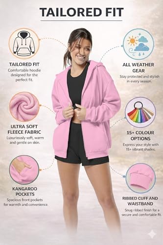 Image of FUNKY MONKEY - Women's Cute Hoodies Teen Girl Winter Jacket Sweatshirts Casual Drawstring Clothes Zip Up Hoodie with Pocket