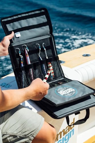 Nomad Design Jig Wallet - Fishing Lure Organizer with Hook Mesh Storage System, 12 individual mesh pockets Waterproof Jig Storage Bag with Optional Insert Sleeve3