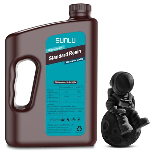 Image of SUNLU 3D Printer Resin 3kg, Fast Curing Standard 3D Resin for Most Resin 3D Printers, 395 to 405nm UV Curing 3D Printing Liquid Photopolymer Resin, Low Shrinkage and High Precision, 3000g, Black