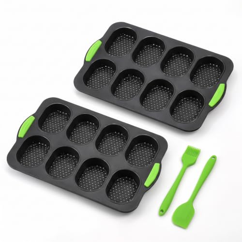 2 Stk Baguette Backform Set, Aufbackbrötchen Backform mit 8 Steckplätzen