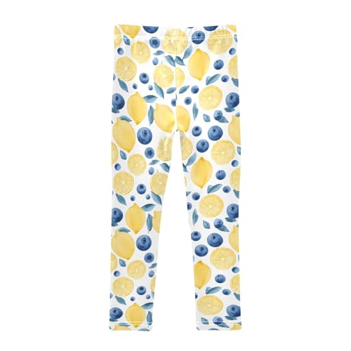 senya Girls Printed Leggings Yoga Pants Lemon Blueberry Pattern for Kids in 4t to 10 Years, 4T2