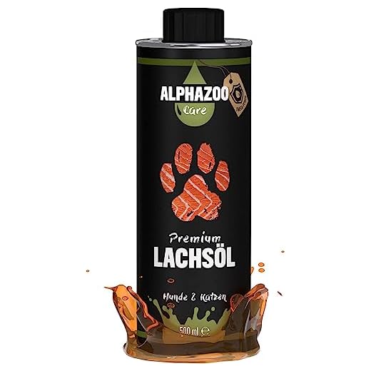 alphazoo Aceite de salmón Premium para Perros y Gatos 500ml, Aceite de Pescado, Rico en ácidos grasos Omega 3 y Omega 6, Aceite de suplemento para el Cuidado de la Piel, valiosas vitaminas
