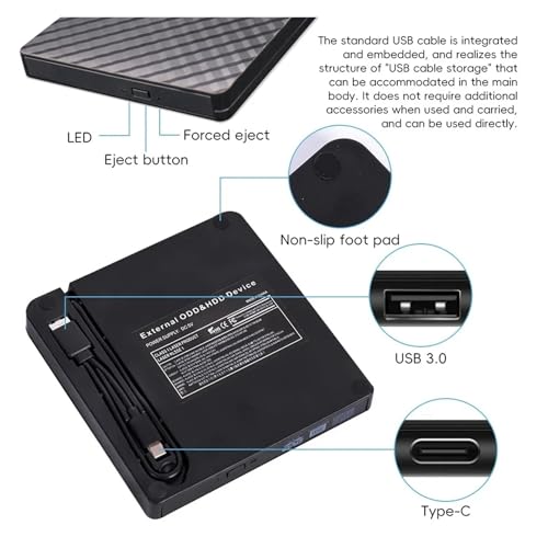 Lector CD Externo para Portatiles sin Disquetera Solucion de Almacenamiento USB 3.0 Portatil 7