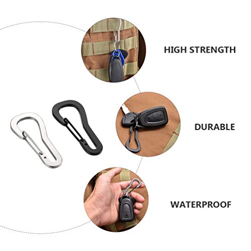 FAVOMOTO 4Pcs Mosquetão de Aço Inoxidável Mola Portão Mosquetão Ligação Gancho Chaveiro Fivela para