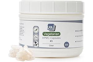 Empty Capsules Size 3 for Filling: 500 Count Clear HPMC Capsules Veggies DIY Supplements