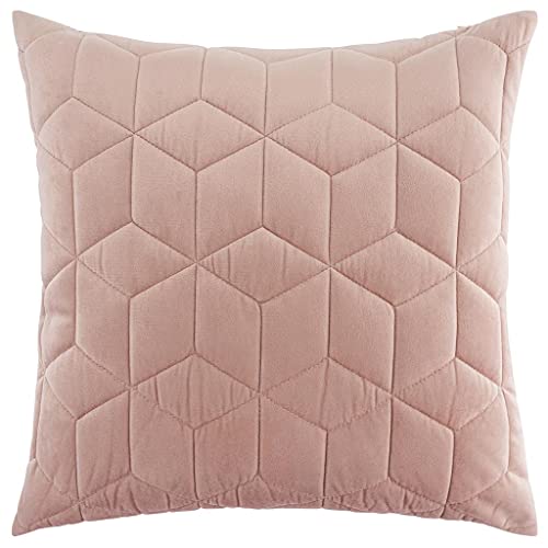 Image of Red Rainbow Cushion Cover 3D Cube Quilted Velvet Geometric Scandinavian Design 18 inch 45 cm Square (Pink)