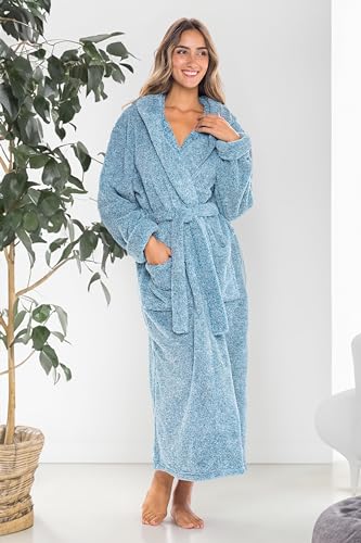 Image of Alexander Del Rossa Womens Fluffy, Fuzzy Robe for Women,Women's Long Hooded Robes, Plus Size