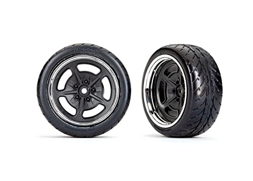 Traxxas 9373 Tires and Wheels, Assembled, glued (Black with Chrome Wheels, 1.9' Response Tires) (Extra Wide, Rear) (2)