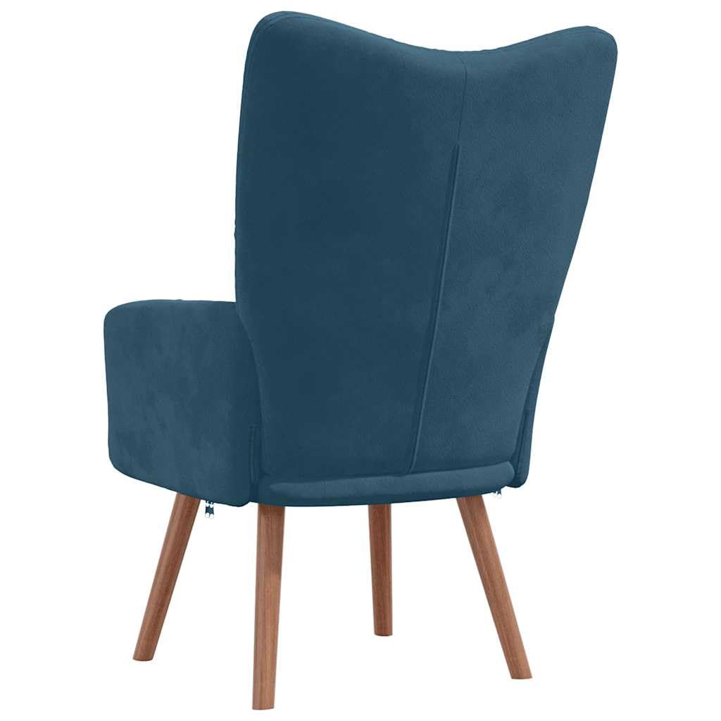 Poltrona relax in velluto blu, 110 kg | Struttura in acciaio, gambe in legno, rivestimento morbido, imbottitura in schiuma, decorazione per la casa