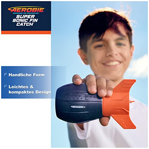 Aerobie Super Sonic Fin Catch Football, Outdoor-Spielzeug aus weichem Material, für Kinder und Erwachsene ab 8 Jahren, Blau/Orange