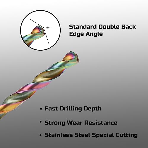 Lichamp M2 Drill Bits Set, 21Pcs 1/16" To 3/8" Hss Bit For Hard Metal, Colorful Ti-Plated Finish, Hardened Stainless Steel And Cast Iron With Indexed Storage Case #TOP1