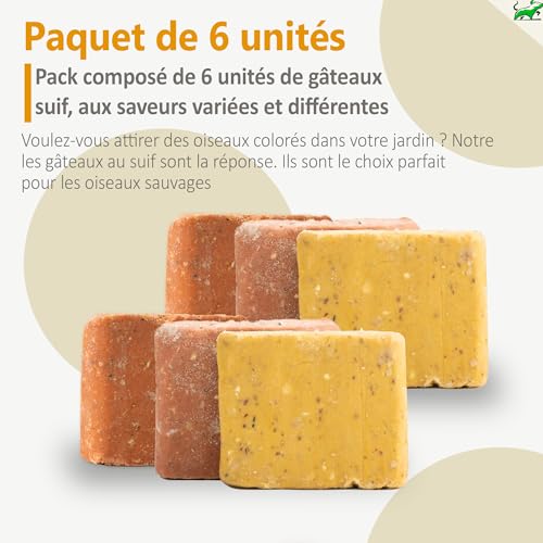 Mice&Co Gâteaux de Suif Naturels pour Oiseaux Sauvages - Nourriture Nutritive avec Graines de Millet et Cacahuètes, Blocs de Graisse Résistants pour Jardin, Pack 6 Unités – Image 6