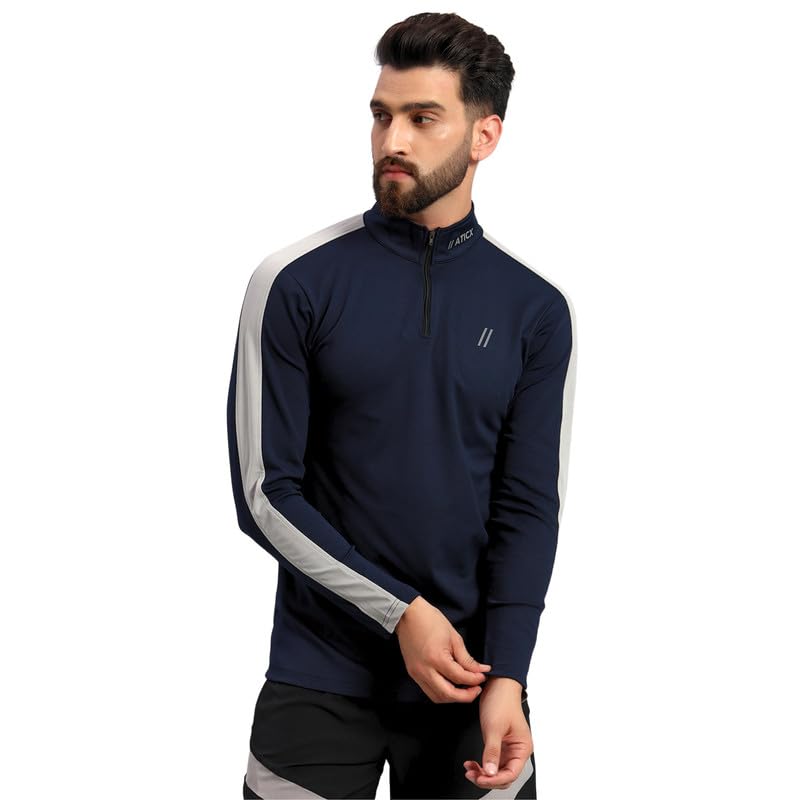 ATICX Polyester Full Sleeve T-Shirt for Men - Compression Dry Fit Stretch Sports Tee Jersey, Quick Dry Breathable Gym & Workout Top for Running, Cycling, Football, Swimming, Training, Badminton