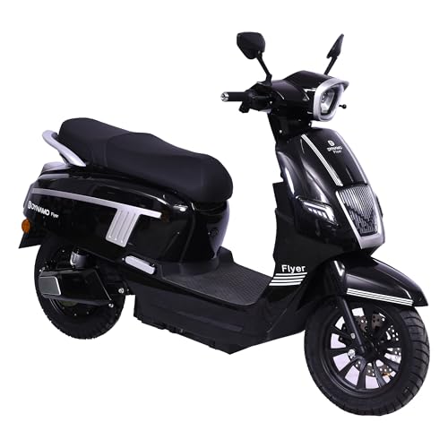 Image of DYNAMO FLYER Electric Scooter with Anti Theft Alarm & Motor Locking | 90-100 km per Charge | No License required | 1.8kwh Battery Heavy Duty Scooter with Reverse Parking, LED Speedometer (Black)