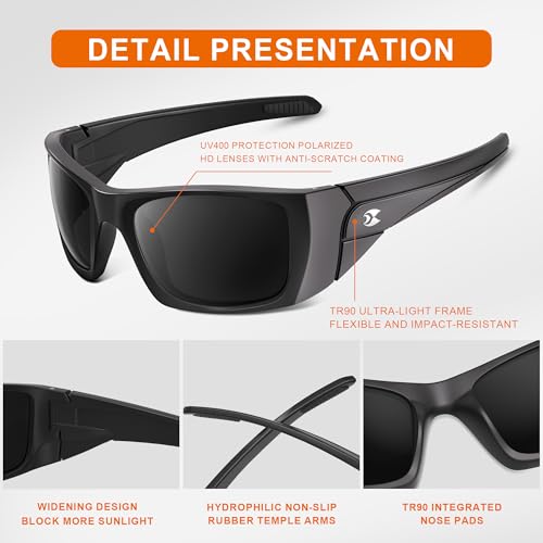 suoso Polarized Sports Sunglasses for Men: Women UV400 Protection Wrap Around Sun Glasses for Fishing Cycling Running TR90 — view 3