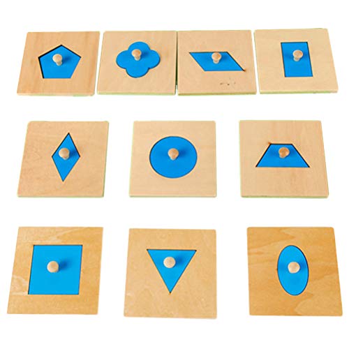 STOBOK 10 Piezas Juguete de Bloques Geométrico de Madera Montessori Juguetes Matemáticos...
