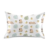 Capybara Cute Pillow Covers Silk Pillowcase for Hair and Skin Cooling Breathable Soft Satin Pillowcase Standard Size Pillow Case for Women Hot Sleepers 20x26in