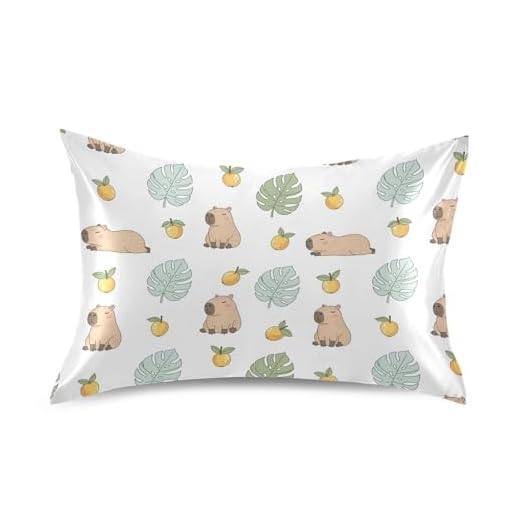 Capybara Cute Pillow Covers Silk Pillowcase for Hair and Skin Cooling Breathable Soft Satin Pillowcase Standard Size Pillow Case for Women Hot Sleepers 20x26in
