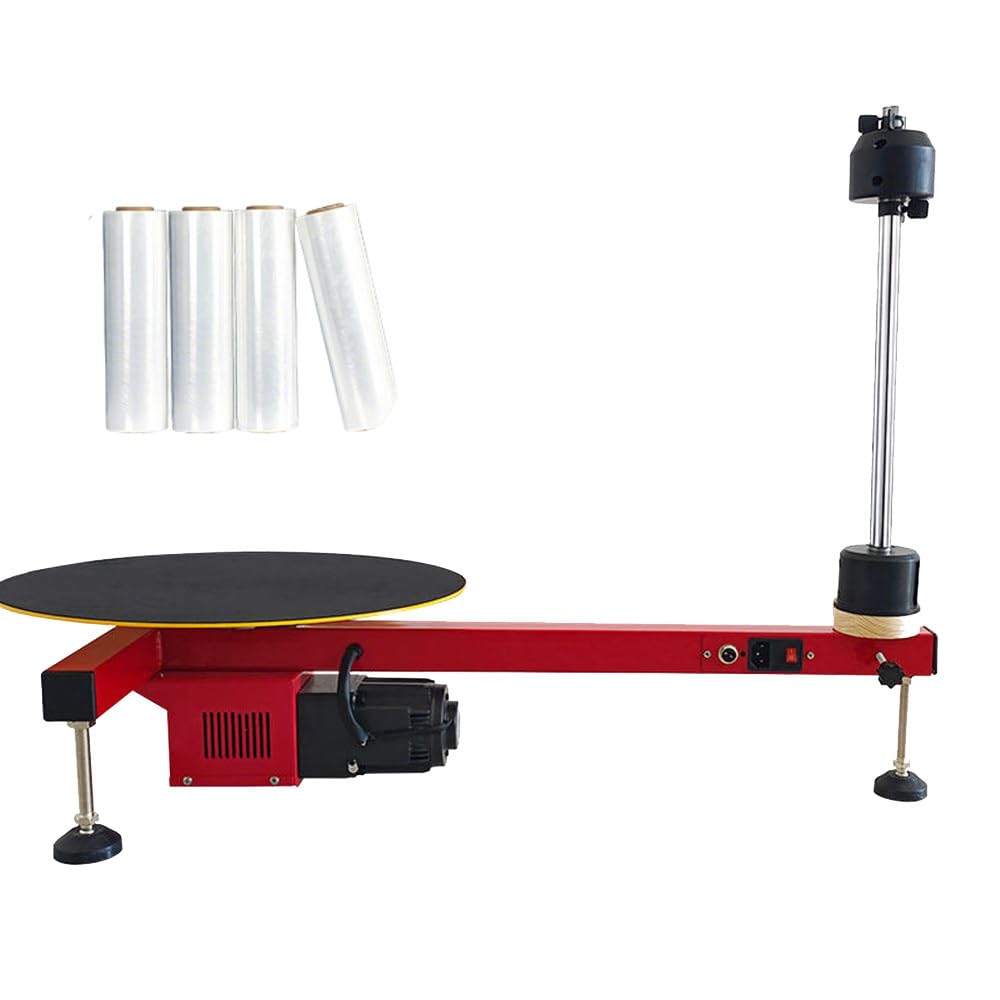 Dévidoir électrique Table Pour Film étirable,Distributeur Film Pour Emballage,Plateau Tournant 40 Cm,Interrupteur Au Pied,Vitesse 30 Tr/Min,Pour Carton Logistique Express 50cmstretchfilm*4