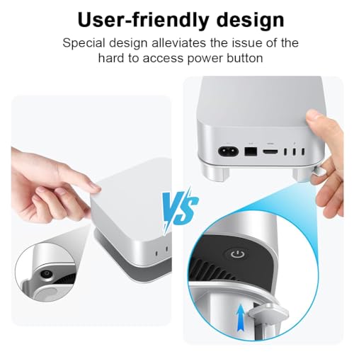 Image of ZORBES Aluminum Stand for Mac mini M4 & M4 Pro, Cooling Desktop Stand, Easy Power Button Access, Anti-Slip, Sturdy Design, Heat Dissipation, 14.5x13.4x2.6cm