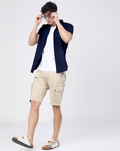 Image of BRUCEWANE Men's 100% Cotton Half Sleeve Shirt