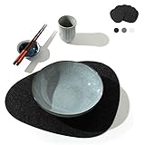  chillify Filz-Platzmatten im edlen Stein-Design - Filz-Tischmatte im 6er Set - rutschfest, hitzebeständig, Maschinen-waschbar - Dunkel Grau