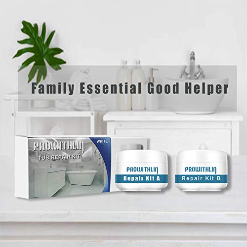 Tub, Tile and Shower Repair Kit, Porcelain Repair Kit Waterproof, Tub and Tile Refinishing kit, Fiberglass Repair Kit, Tile Repair Kit for Tubs, Toilet, Porcelain, Sink Crack (3.5oz White)