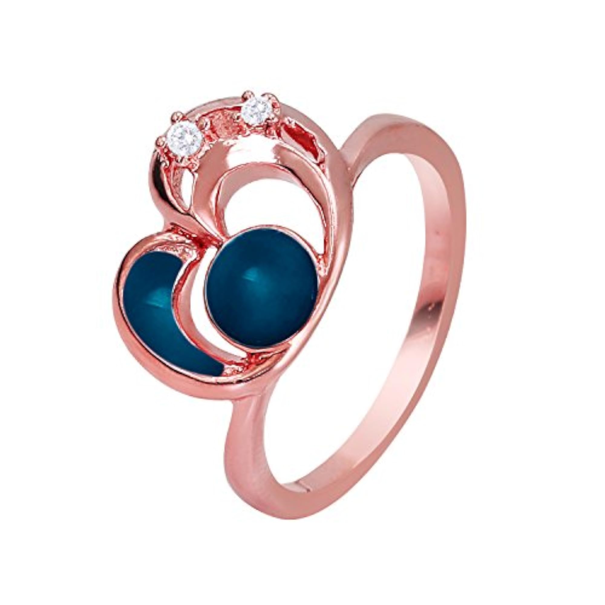 Women's CZ Heart Rose Plated Pendant Set with Ring, Elegant Gift