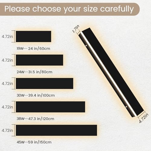 Image of Modern Outdoor Wall Lights 24 in - 4.72Inch Wide LED Modern Outside Wall Sconce for Garage 3000-6000K, Dimmable Black Linear Wall Light Wall Mount Lighting Fixture for Porch Doorway Garden