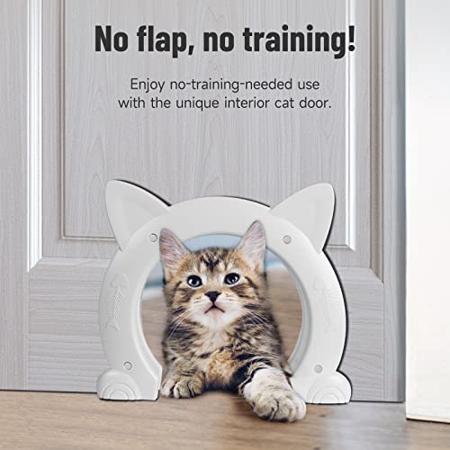 Cat Door Interior Door for Kitties, Pet Door for Hollow Door, Kitty Door, Indoor, Secured Installation in Minutes, No-Flap(White) - Image 4