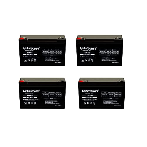 ExpertPower 6V 12Ah SLA Sealed Lead Acid Battery F1 Terminal/Replacement for CSB GP6120, GP 6120 UPS (4 Pack)