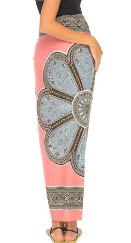 Image of SHU-SHI Womens Beach Swimsuit Cover Up Flower Sarong Wrap with Coconut Clip