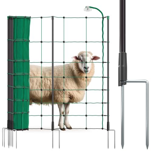 VOSS.farming farmNET+ Schafnetz, 25m, 2 Spitzen, 90cm Netzhöhe, grün, Elektrozaun-Netz, Lämmer, Schweine, Ziegen, Geflügel, Hunde