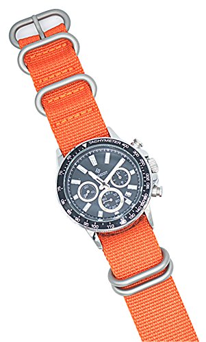 ArtStyle Watch Band with 1.5mm Thickness Quality Nylon Strap and Heavy Duty Brushed Buckle (Orange, 18mm)