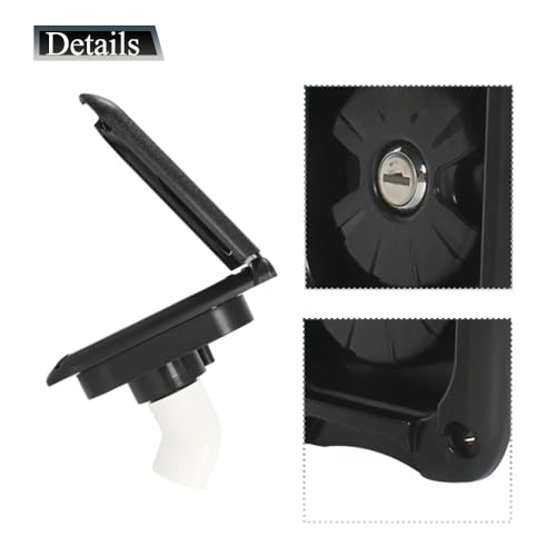 Image of Riloer RV Square Gravity Water Inlet, ABS RV Fresh Water Locking Cap Gravity Water Inlet with Bayonet Style Cap and Magnetic Attraction (Black /White)