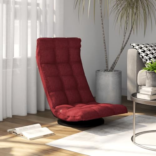 INLIFE Chaise de Sol pivotante Rouge Bordeaux TissuMeubles,Fauteuils et chaises,Fauteuils de sol-16.68 lb-Rouge-39057