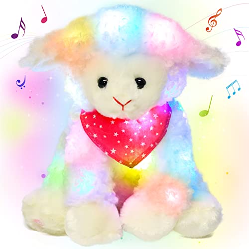 Cuteoy Led Musical Lamb Stuffed Animal Night Light Plush Sheep Lullaby Toy Adjustable Volume Animated Easter Birthday Festival For Kids Toddler Girls 11" #TOP6