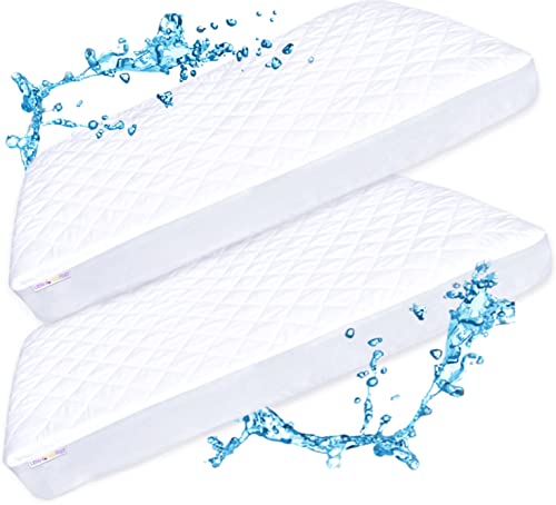 Image of Pack N Play Mattress Protector Pad - Waterproof & Noiseless, Ultra-Soft Breathable Mattress Cover for Pack and Plays, Playards and Mini Cribs, Highly Absorbent Fitted and Dryer Safe (2 Pack)