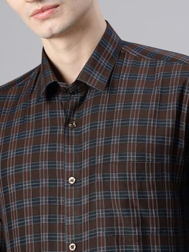 Image of Majestic Man Men's Pure Cotton Slim Fit Checkred Full Sleeve Classic Collar Everyday Formal Shirt