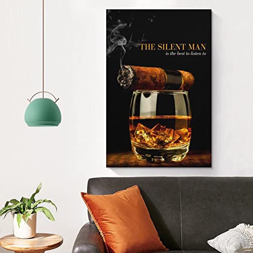 Fbroceh Cigar Whiskey Inspirational Quotes Poster The Silent Man Poster Decorative Painting Canvas Wall Art Living Room Posters Bedroom Painting 12x18inch(30x45cm) - Image 4
