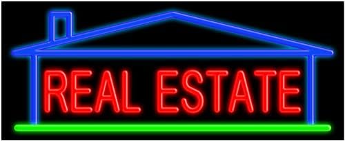 Letrero de neón de cristal de bienes raíces #10958 fabricado en Estados Unidos