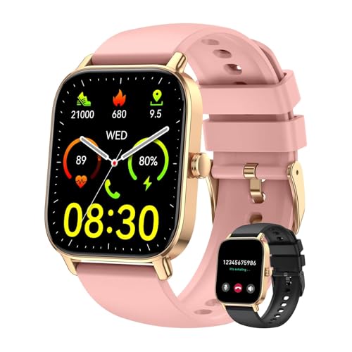 Reloj Inteligente Mujer Smartwatch con Llamadas: Oro Bluetooth Smart Watch Hombre Impermeable Deportivo Pulsera Actividad Pulsómetro Monitor Sueño Digital Fitness Tracker Podómetro para ios Android