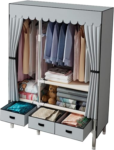 Armoire en tissu bleue pour ranger les vêtements sans placard de chambre