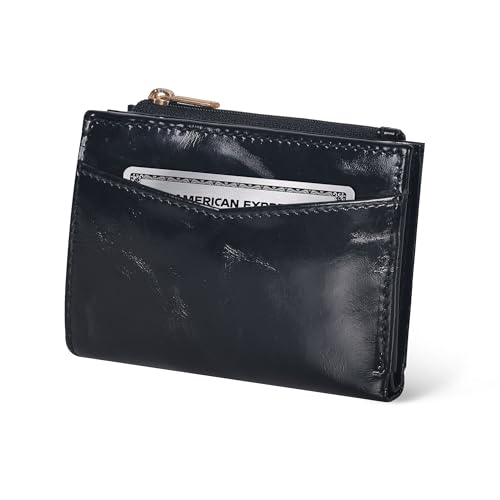 Image of Oak Leathers Leather Wallet For Women - Small RFID Coin Purse Credit Card & ID Holder for Ladies, Gift for Women's, Bifold Wallets (Black Jazz)