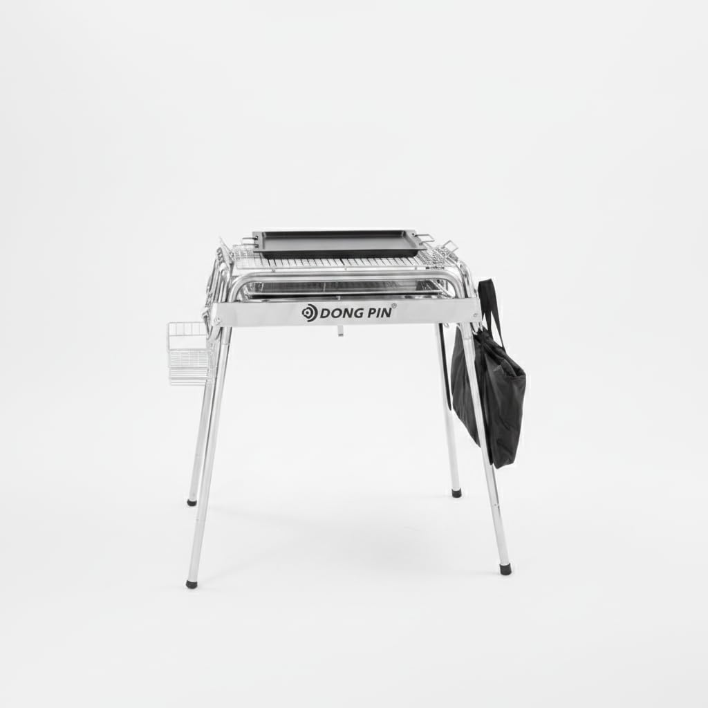 Grill a Carbone Pieghevole Portatile, style to 1 | metallo resistente - acciaio inossidabile - per campeggio all'aperto - include borsa - cestino - per Feste - per Outdoor