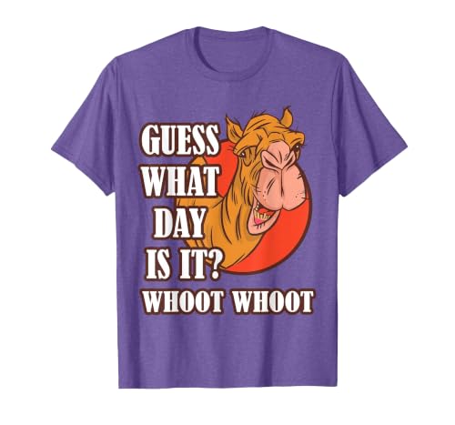 Funny Hump Day Camel Whoot Camel Guess What Day is It? T-Shirt, Men, Purple Heather, Large