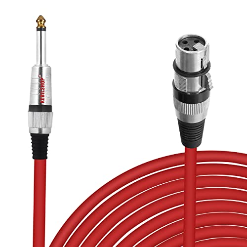 Image of Microphone Cable 3 Pin XLR Female to 1 /4 inch TS 6.35 mm Male 5 Meter /16 Feet, TRS to XLR Female Cable For Dynamic Microphone,Amplifier... (RED)